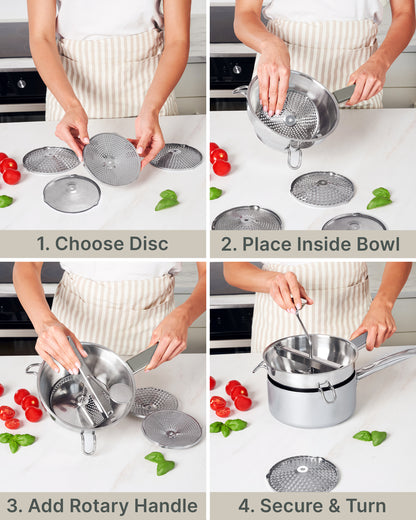 Premium 4-Disc Food Mill — Restaurant-Quality Results