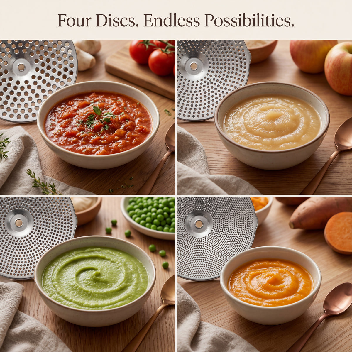 Premium 4-Disc Food Mill — Restaurant-Quality Results